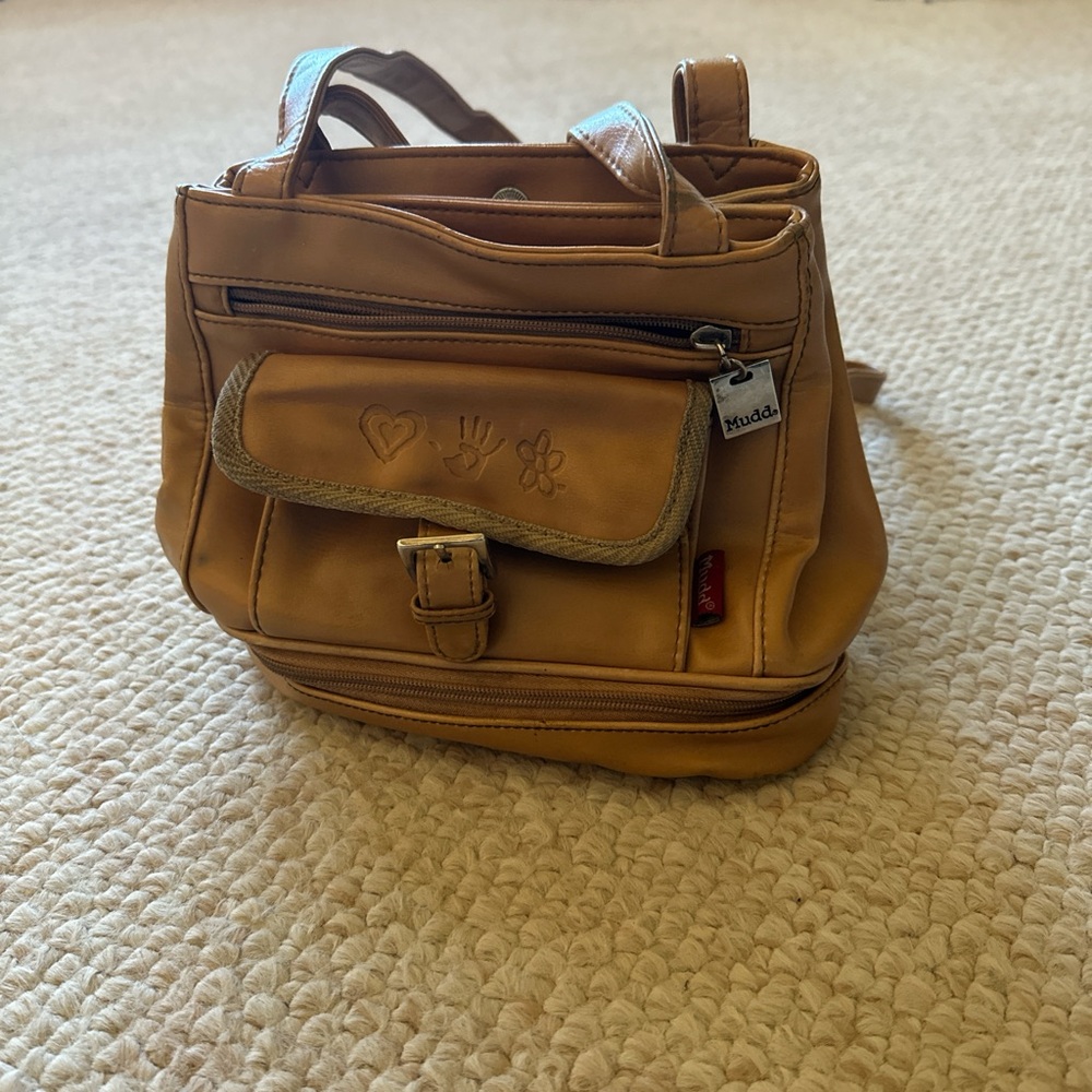 Vintage Mudd light brown leather crossbody bag
